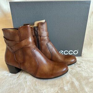 NIB! ECCO Women‎ Shape 35 Wrapped Shaft Cognac Brown Leather Boot US5-5.5/EU36